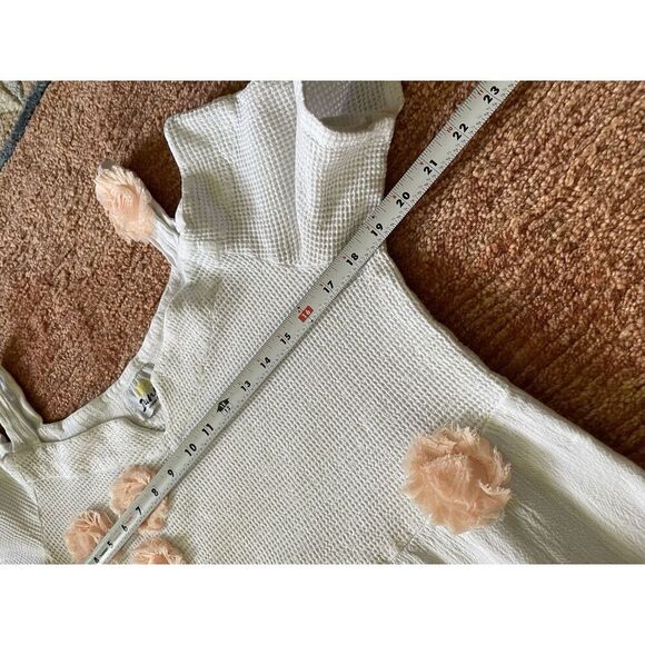 Dunes White Cold Shoulder Maxi Dress Peach Flower Appliqué Lined Size M - Picture 3 of 8